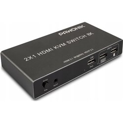 Konsola KVM Pawonik KONSOLA KVM HDMI 2.1 PRZEŁĄCZNIK SWITCH 4K 120HZ 8K 2 KOMPUTERY - 1 MONITOR