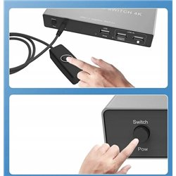 Konsola KVM Pawonik KONSOLA KVM HDMI 2.1 PRZEŁĄCZNIK SWITCH 4K 120HZ 8K 2 KOMPUTERY - 1 MONITOR