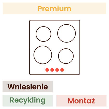 Montaż płyty indukcyjnej w zabudowie KOMFORT (wniesienie, demontaż starego urządzenia, montaż w zabudowie, podłączenie, wyniesie