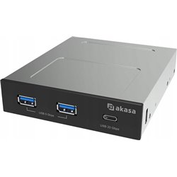 Akasa AKASA USB přední panel USB-C a dual USB-A porty, 3.5'' PC bay