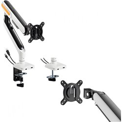 HDWR Uchwyt sprężynowy do monitora, czarny, dwa porty USB, HDWR SolidHand-ES01U