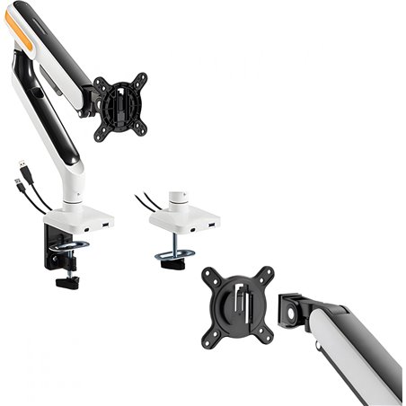 HDWR Uchwyt sprężynowy do monitora, czarny, dwa porty USB, HDWR SolidHand-ES01U