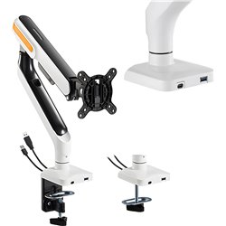HDWR Uchwyt sprężynowy do monitora, czarny, dwa porty USB, HDWR SolidHand-ES01U
