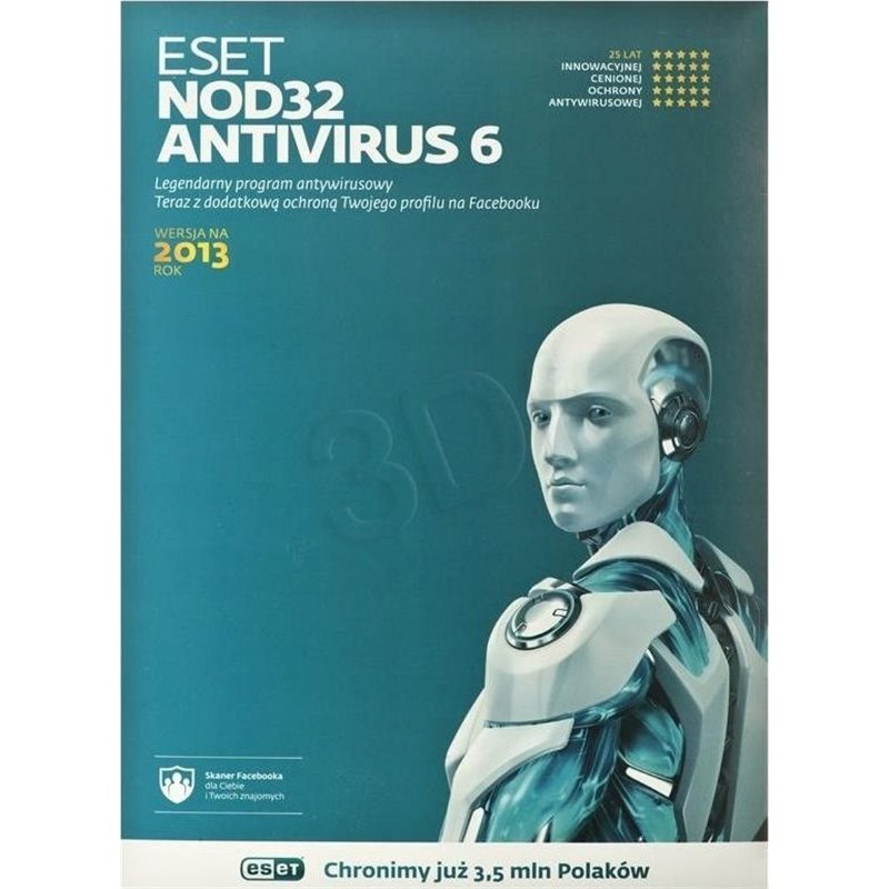 ESET NOD32 Antivirus 2013 na 3 urządzenia na 12 miesięcy  (NOD321/24U)