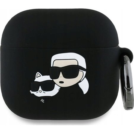 Karl Lagerfeld KLA4RUNKCHK AirPods 4      cover czarny/black Silicone Karl&Chaupette Head 3D