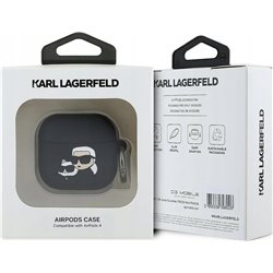 Karl Lagerfeld KLA4RUNKCHK AirPods 4      cover czarny/black Silicone Karl&Chaupette Head 3D