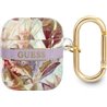 Guess Etui ochronne Flower Strap Collection do AirPods fioletowe