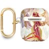 Guess Etui ochronne Flower Strap Collection do AirPods fioletowe