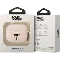 Karl Lagerfeld Etui Karl Lagerfeld KLAPRUNIKP Apple AirPods Pro cover różowy/pink Silicone Karl Head 3D
