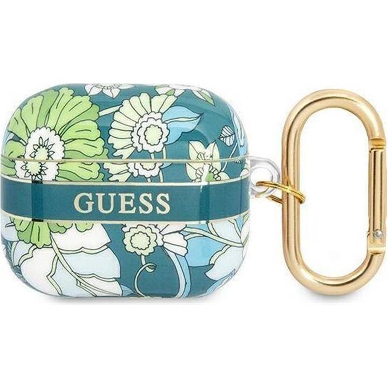 Guess Etui ochronne Flower Strap Collection do AirPods 3 zielone