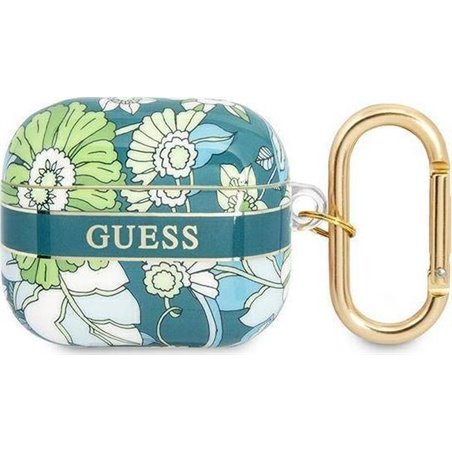 Guess Etui ochronne Flower Strap Collection do AirPods 3 zielone
