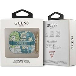 Guess Etui ochronne Flower Strap Collection do AirPods 3 zielone