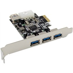 InLine® PCIe Karte, 3x+1x USB 3.2 Gen.1, Molex kompatibler 4-Pin Stromanschluss